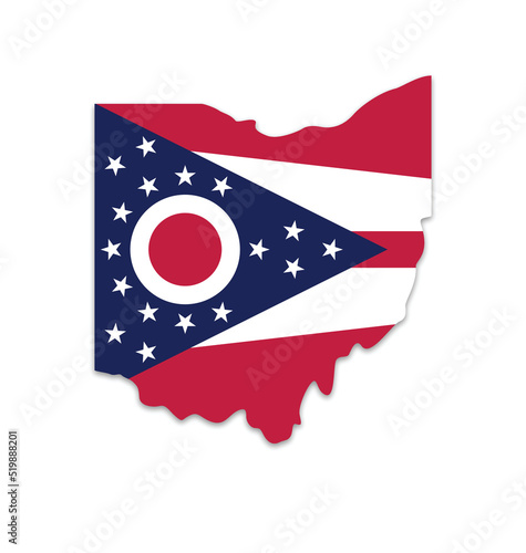 Ohio state map shape with state flag icon