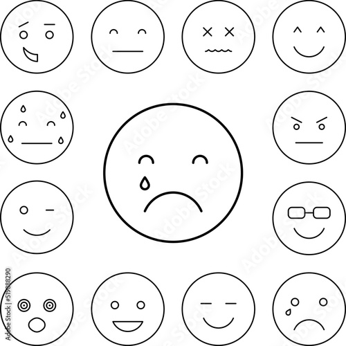 Crying, emotions icon in a collection with other items