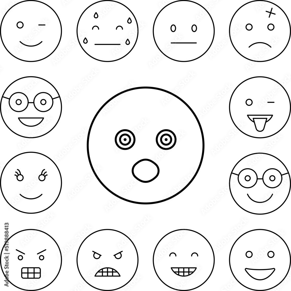 Surprised, emotions icon in a collection with other items Surprised, emotions icon in a collection with other items