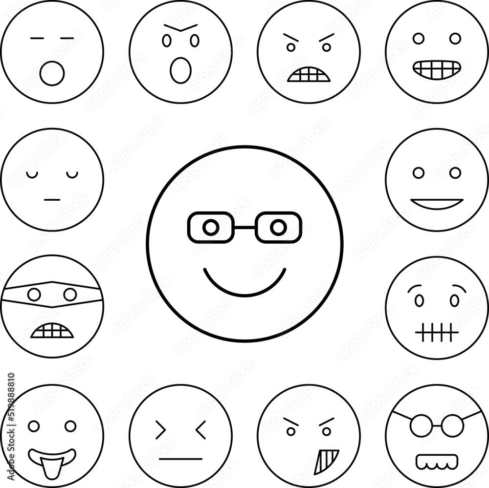 Student, emotions icon in a collection with other items Student, emotions icon in a collection with other items