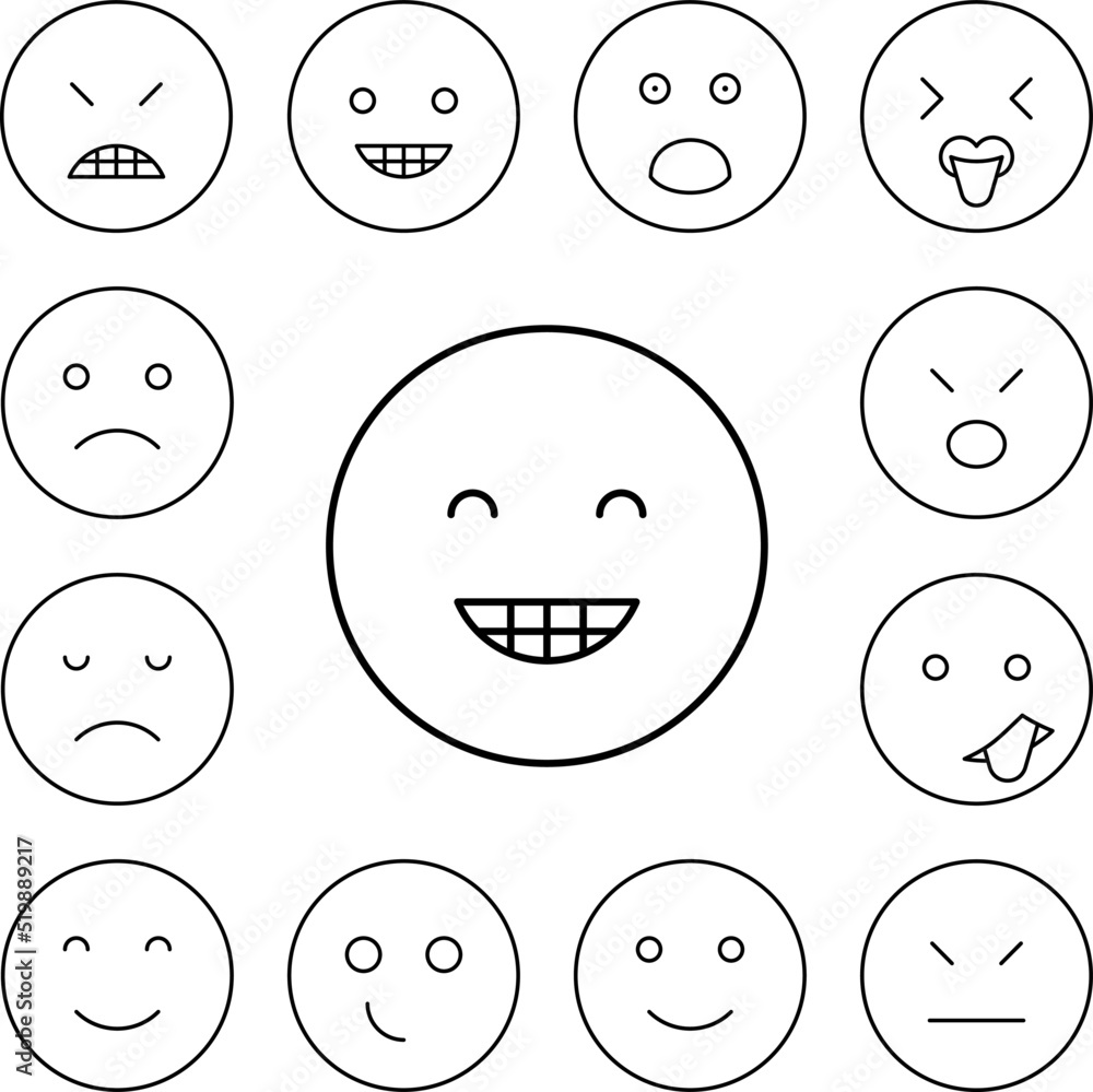 Smiling, teeth, emotions icon in a collection with other items Smiling, teeth, emotions icon in a collection with other items