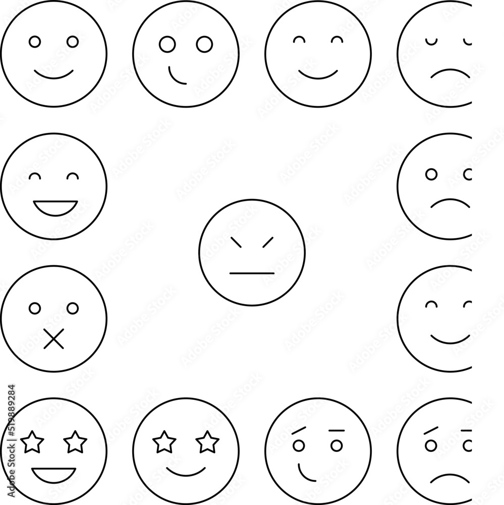 Dissatisfied, emotions icon in a collection with other items Dissatisfied, emotions icon in a collection with other items