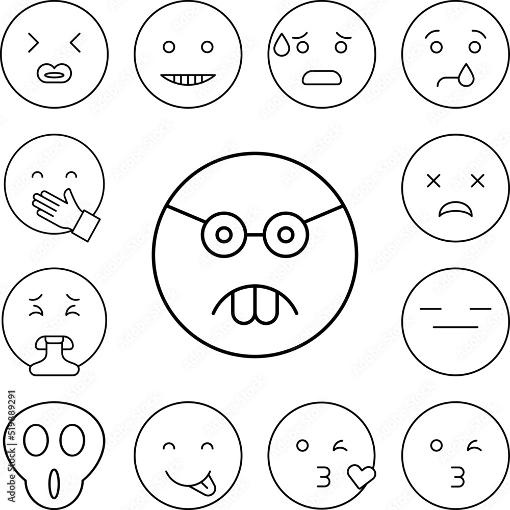 Nerd, sunglasses, emotions icon in a collection with other items Nerd, sunglasses, emotions icon in a collection with other items
