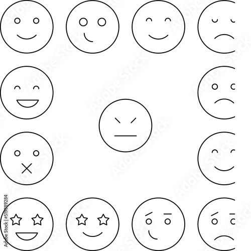 Dissatisfied, emotions icon in a collection with other items