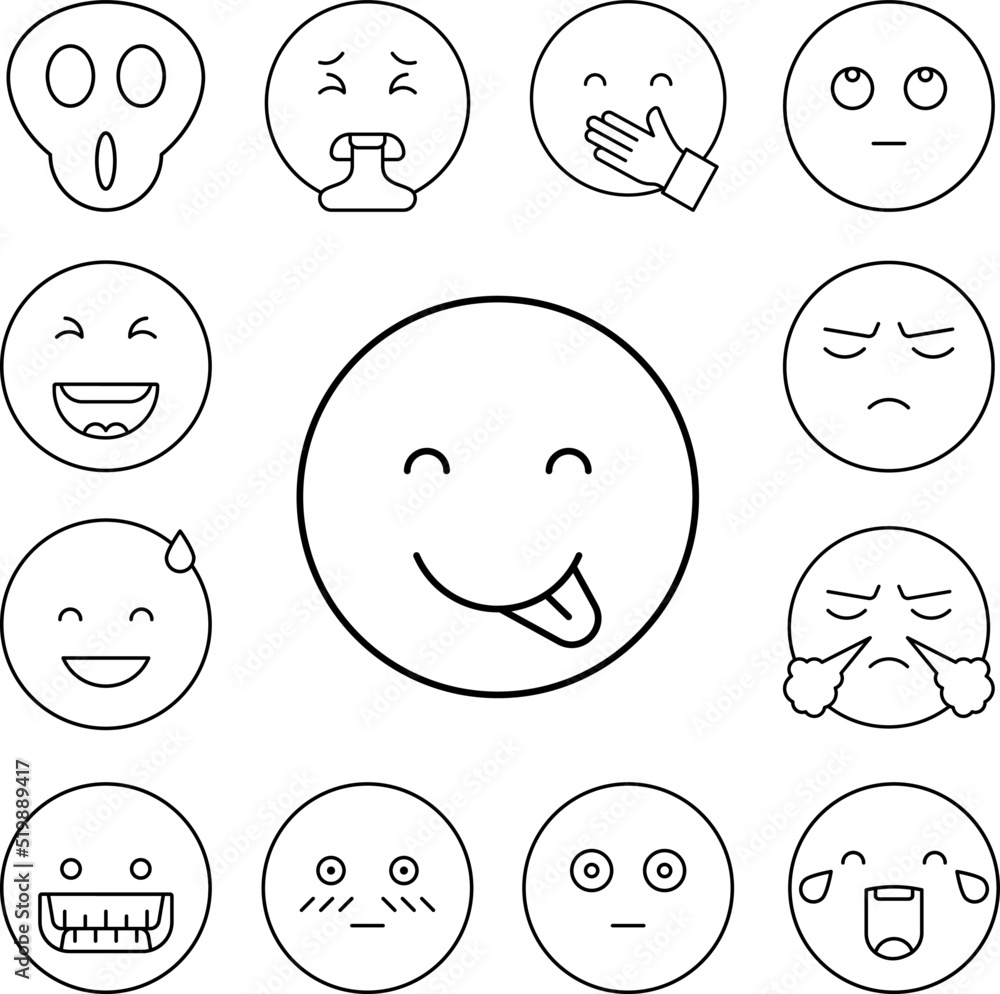 Food, emotions icon in a collection with other items Food, emotions icon in a collection with other items