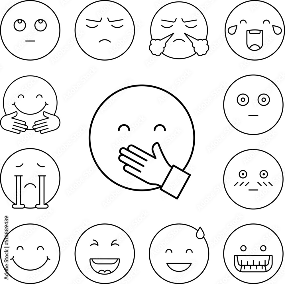Laughing, emotions icon in a collection with other items Laughing, emotions icon in a collection with other items