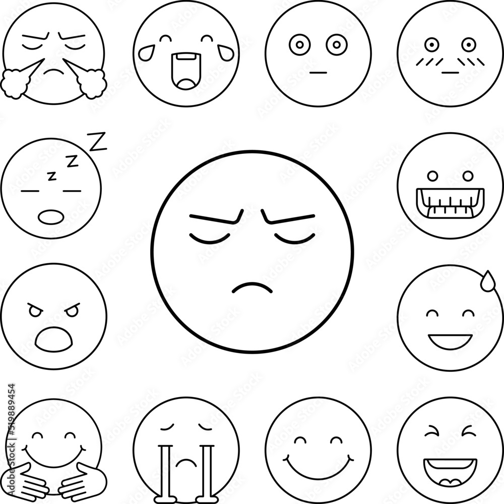 Angry, emotions icon in a collection with other items Angry, emotions icon in a collection with other items