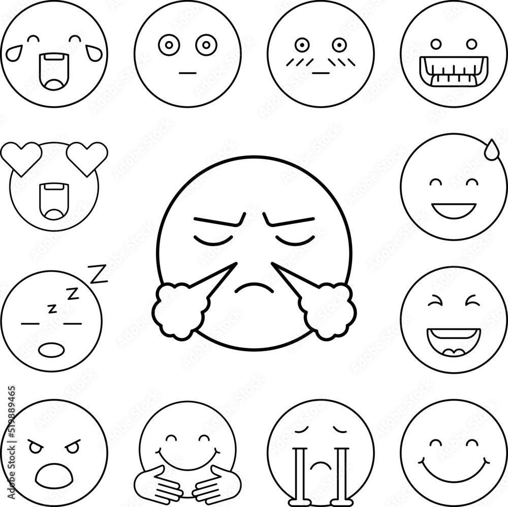 Fototapeta premium Steam from the nose, emotions icon in a collection with other items
