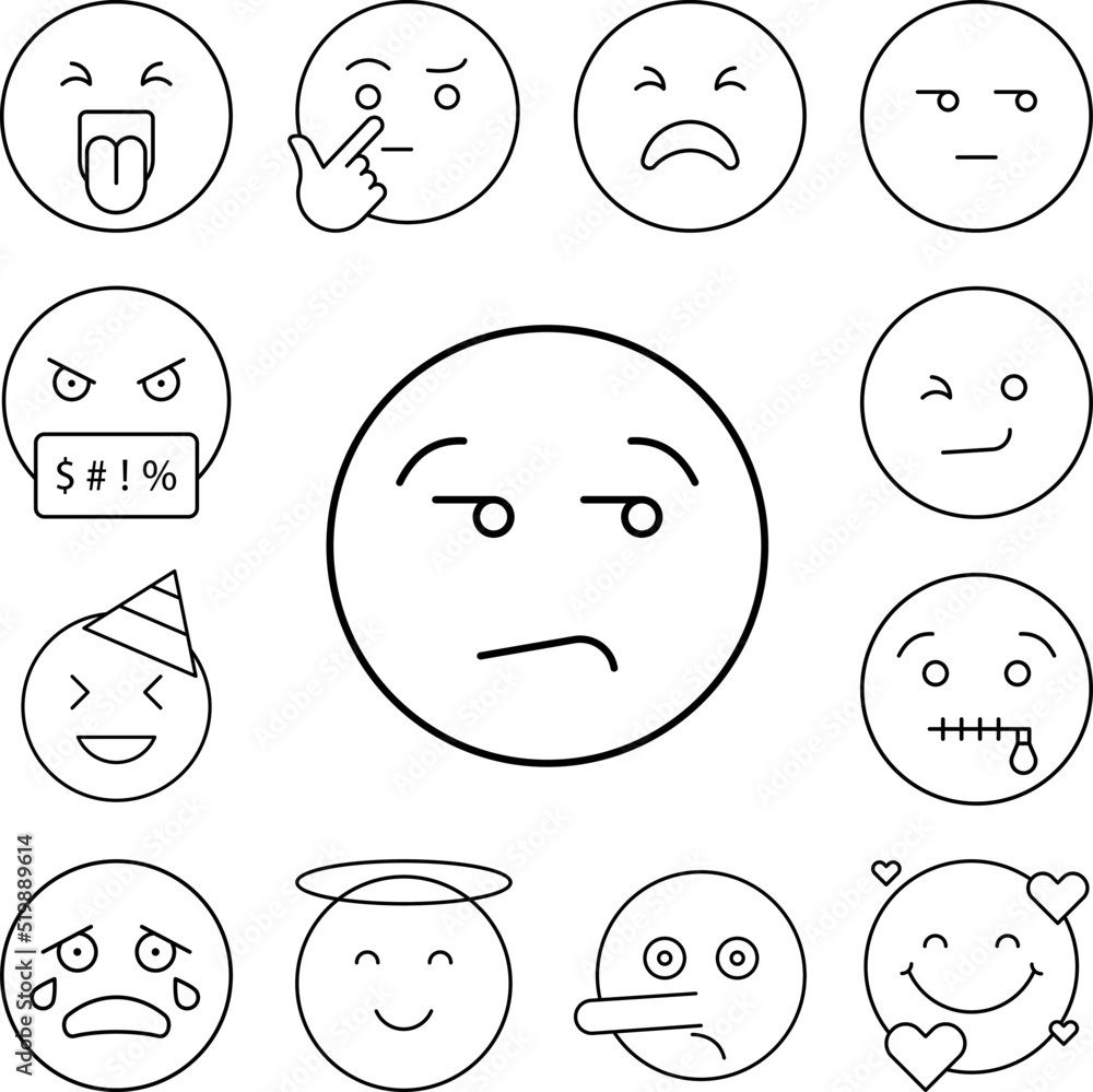 Sad, emotions icon in a collection with other items Sad, emotions icon in a collection with other items