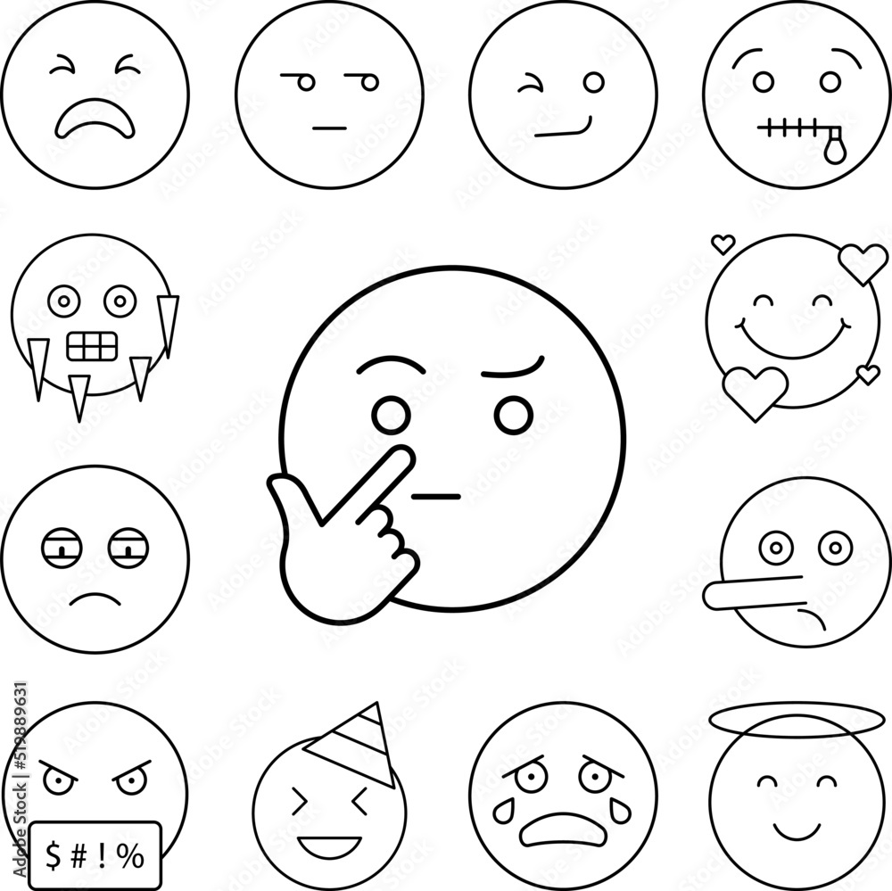 Tired, emotions icon in a collection with other items Tired, emotions icon in a collection with other items