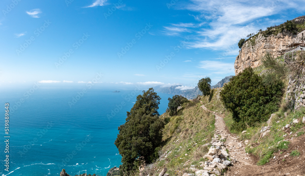 Fototapeta premium Shoreline of the scenic Amalfi coast from the path of the Gods, Southern Italy