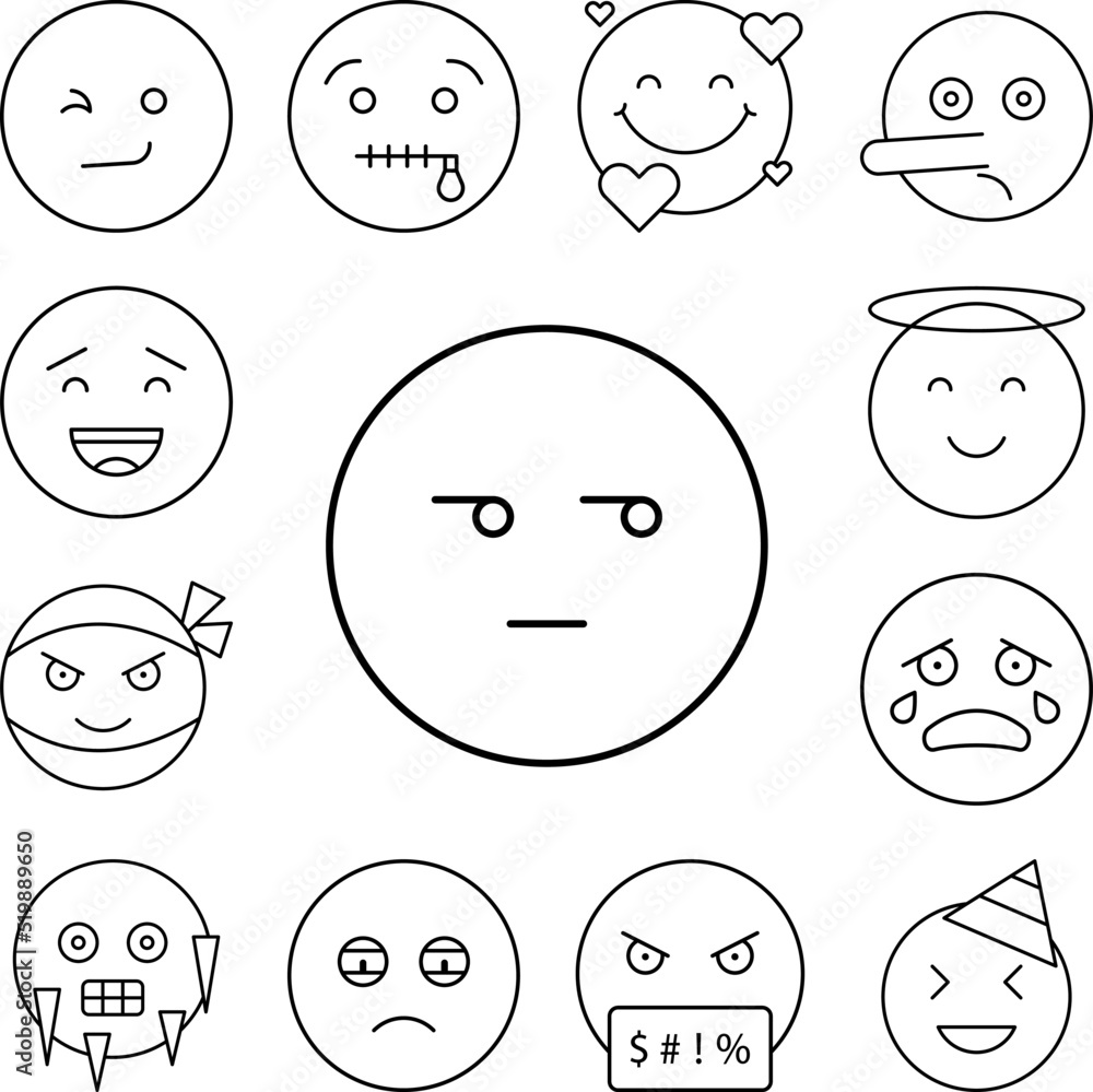 Winking, emotions icon in a collection with other items Winking, emotions icon in a collection with other items