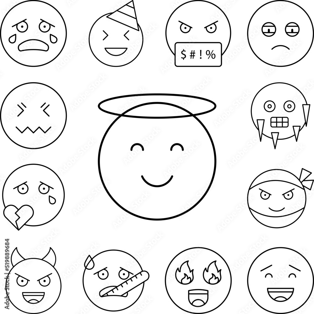 Angel, emotions icon in a collection with other items Angel, emotions icon in a collection with other items