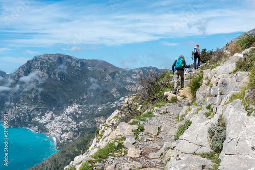Hiking the famous path Sentiero degli Dei, the path of Gods at the Amalfi coast, Italy