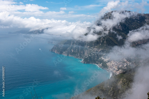 Beautiful clouds over Positano at teh Amalfi Coast, Italy
