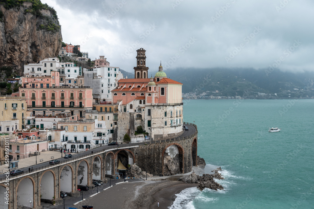 Coastal cityscape of the town of Atrani in Southern Italy