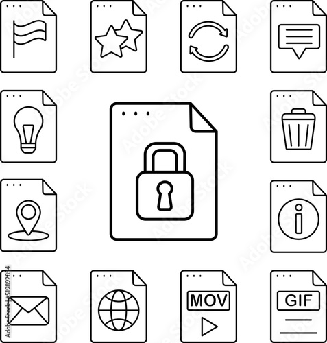 File  document  lock icon in a collection with other items