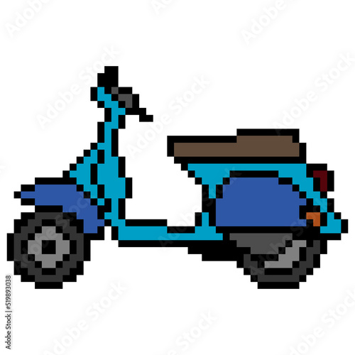 Scooter motorbike with pixel art. Vector illustration.