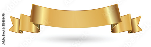 Gold ribbon banner, shiny blank decor element