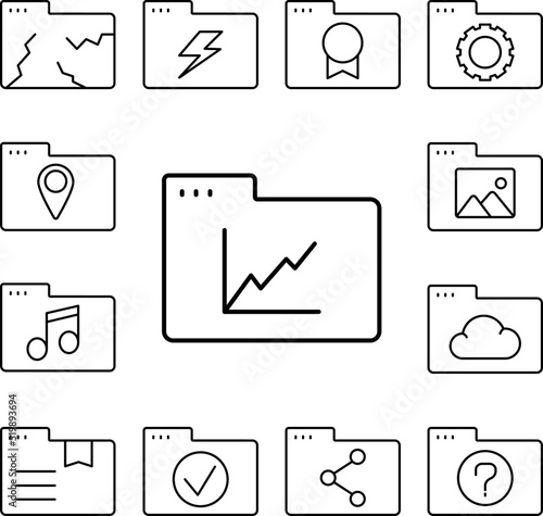 Folder chart icon in a collection with other items