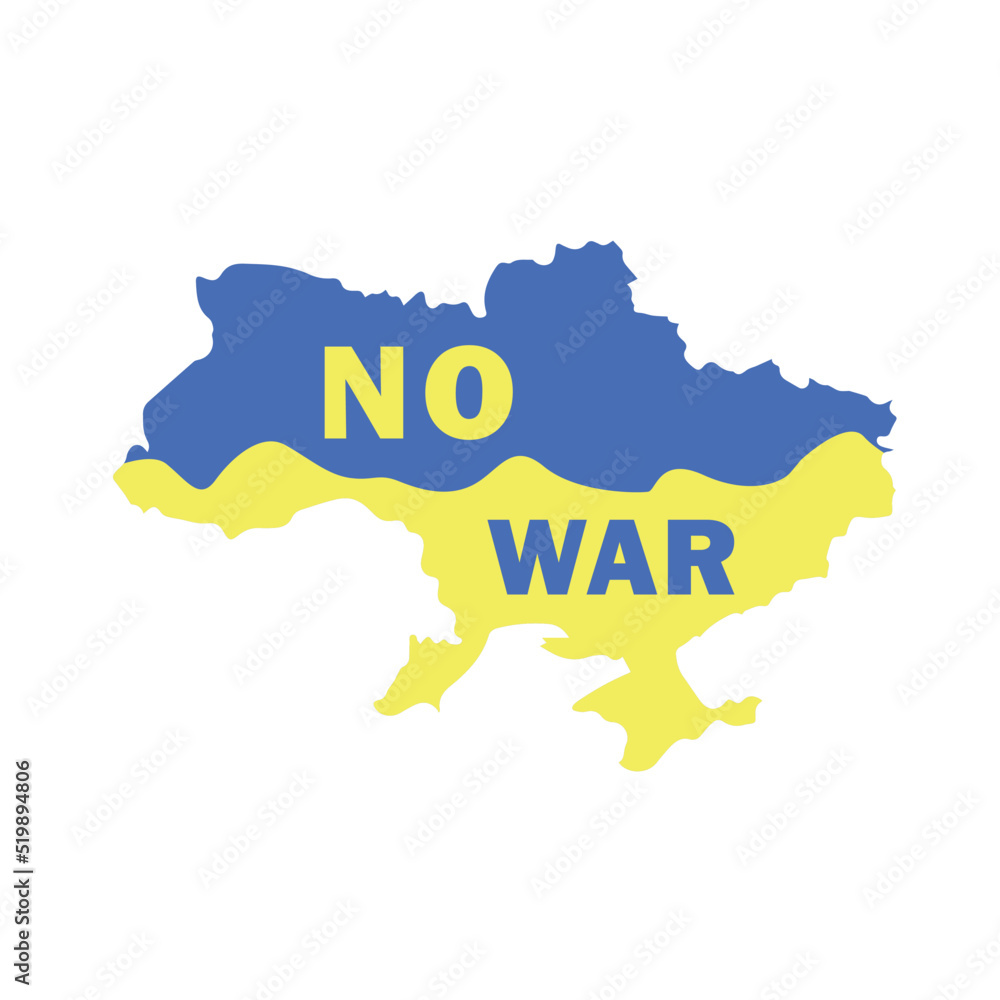 Ukraine map on white background. Blue and yellow conceptual idea. Vector Illustration of the Flag Incorporated Into the Map of Ukraine,Support Ukraine. No war