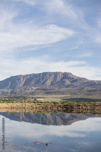 lake and mountains with reflection mountains in the water