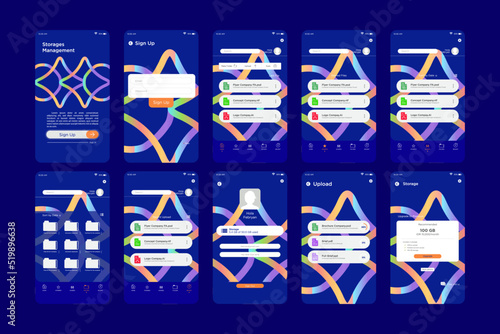 Dynamic Triangle and Circle Psychedelic Gradient Color Pattern Storage Management App UI Kit Template