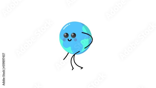 Earth Cartoon Character Sanky Walk Loop photo