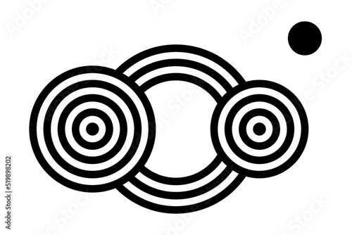 A new world detaches itself from the old one, but remains connected via force lines, fed from the setting sun in the background. Symbol and crop circle pattern, found near West Stowell, Wiltshire.
