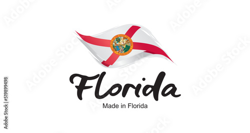 Made in Florida USA new handwritten flag ribbon typography lettering logo label banner