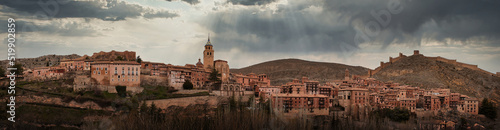 Panoramic photograph of Albarracín in a storm