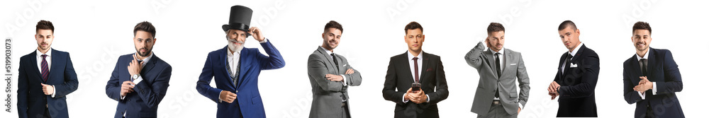 Set of handsome gentlemen on white background Set of handsome gentlemen on white background