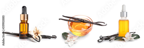 Set of vanilla extract on w...