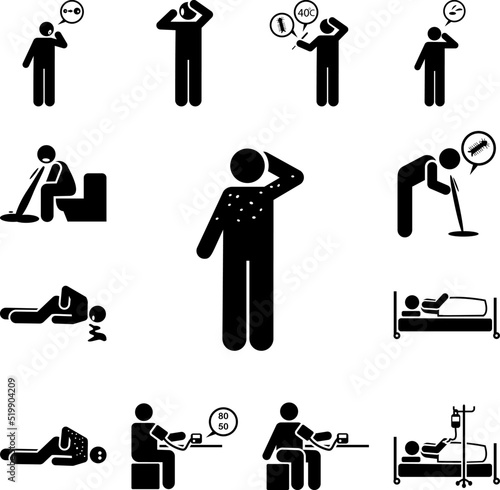 Body, rashes, skin, symptoms icon in a collection with other items