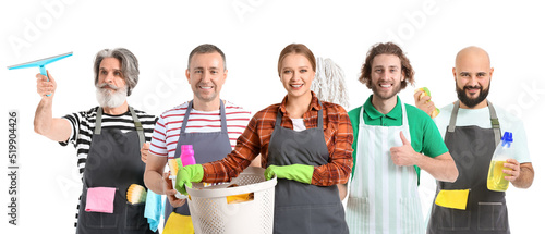 Set of people with cleaning...
