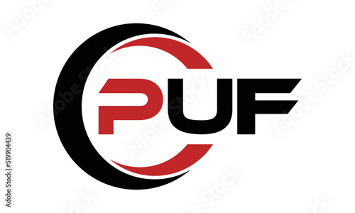 PUF swoosh three letter logo design vector template | monogram logo | abstract logo | wordmark logo | letter mark logo | business logo | brand logo | flat logo | minimalist logo | text | word | symbol