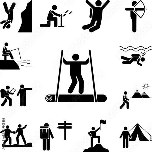 Man adventure fart wood icon in a collection with other items