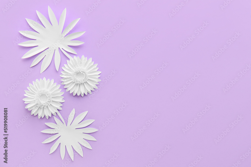 Fototapeta premium Composition with different origami flowers on color background