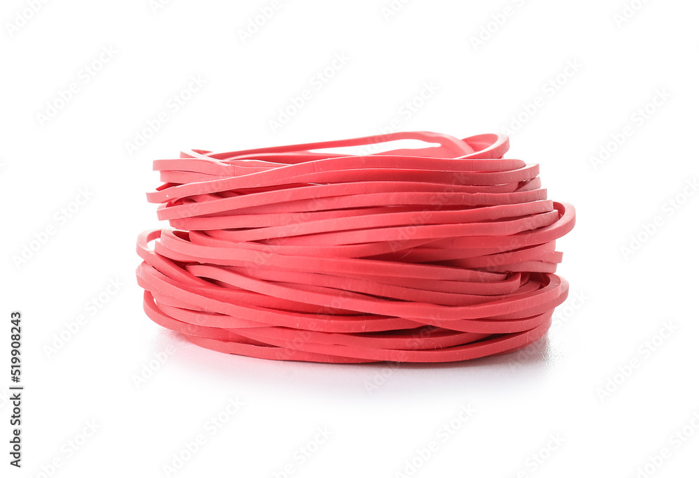 Stack of red rubber bands isolated on white background Stack of red rubber bands isolated on white background