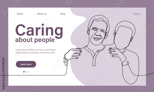 Charity and help from community of tiny volunteers. People giving care. Voluntary, sponsorship, altruism concept for banner, website design or landing web page. Vector illustration