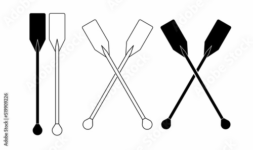 oars padlle icon set isolated on white background