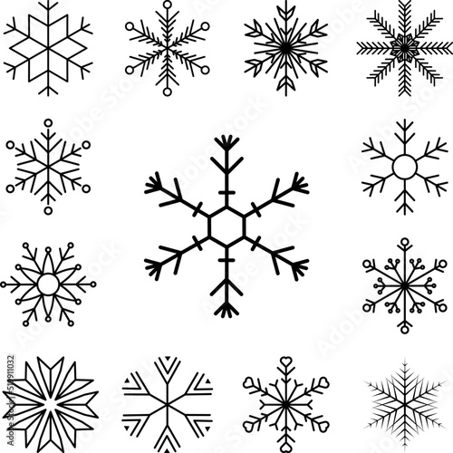 Snowflake icon in a collection with other items