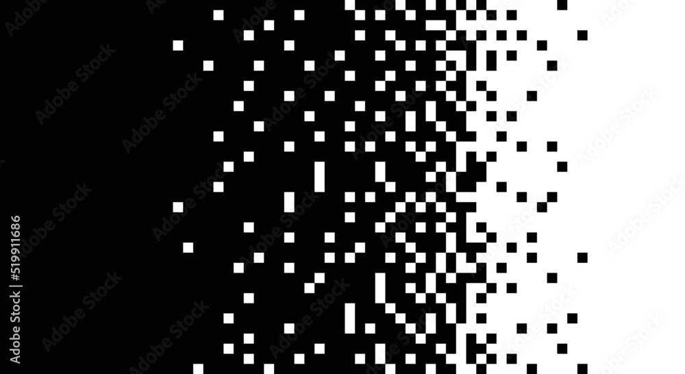 Disintegration pixel effect vector illustration. Dissolved filled square pattern background. Disintegration pixel effect vector illustration. Dissolved filled square pattern background.