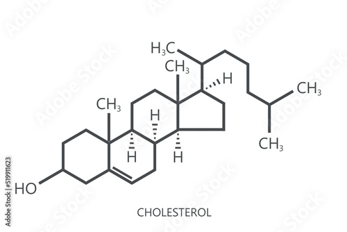 Cholesterol formula on white background photo