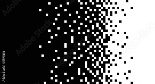 Disintegration pixel effect vector illustration. Dissolved filled square pattern background.