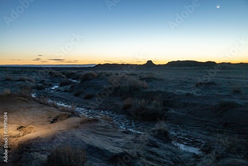 Bisti Badlands rock formation sunset
