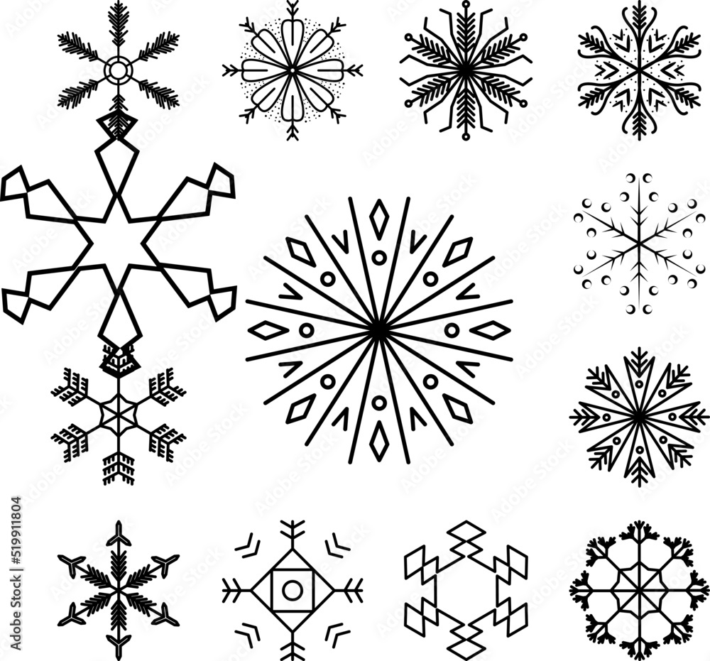 Obraz premium Snowflake icon in a collection with other items