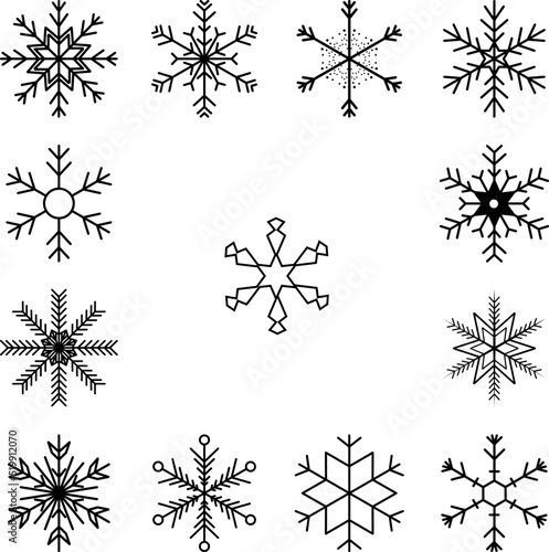 Snowflake icon in a collection with other items