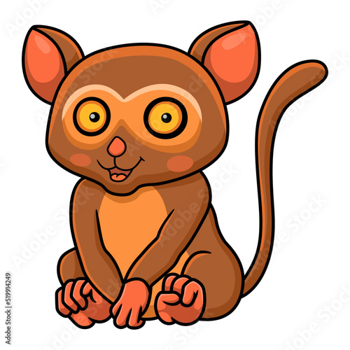 Cute little tarsier cartoon sitting