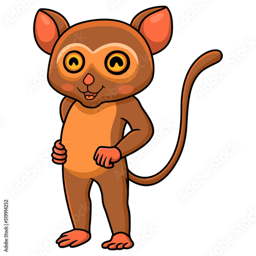 Cute little tarsier cartoon standing